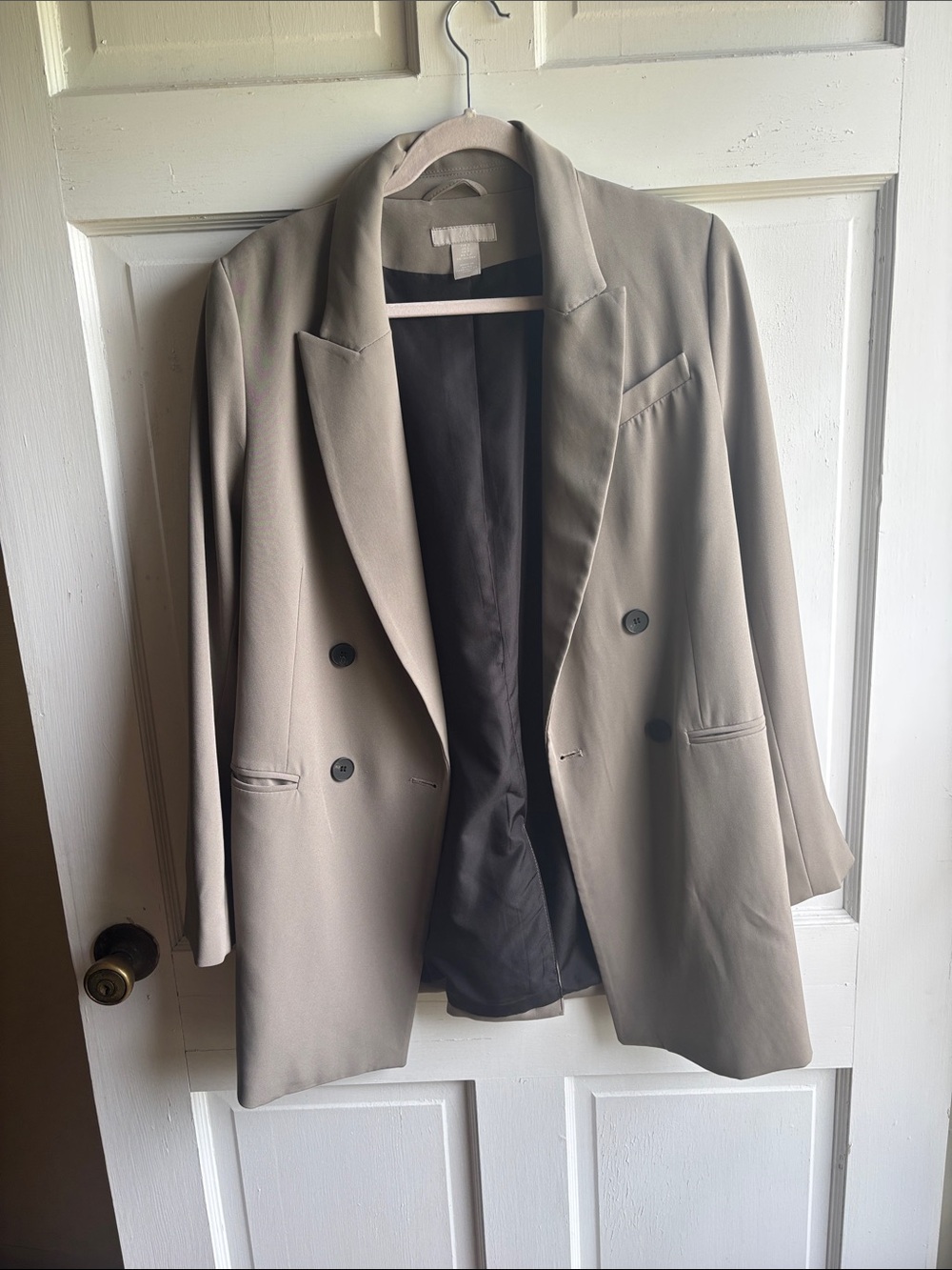H&M Taupe Double-Breasted Blazer Jacket